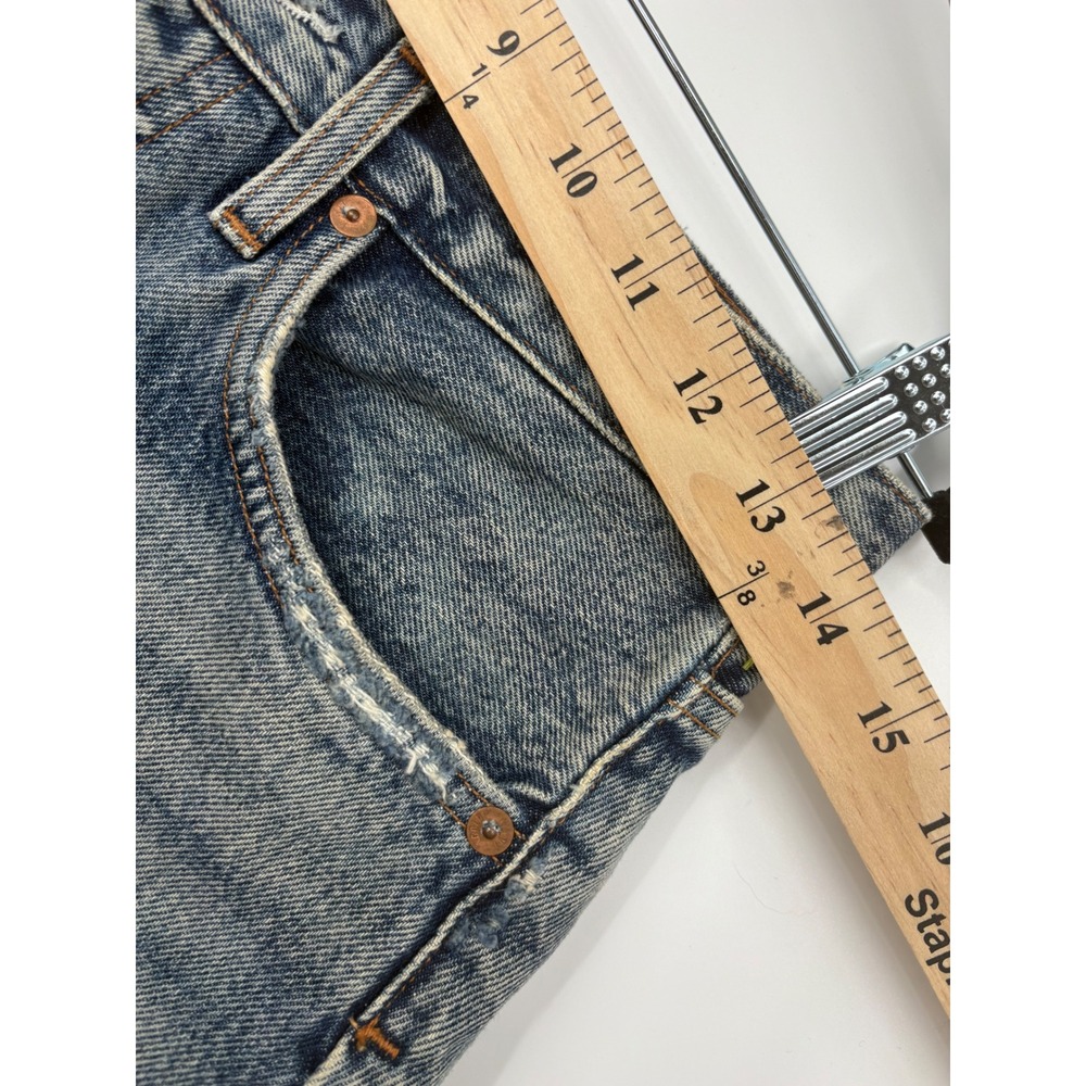 AGOLDE Parker High Rise Denim Shorts Distressed Frayed Blue Jeans Size 25 - Picture 4 of 7